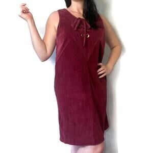 Anthropologie Maeve Burgundy Corduroy Shift Dress Size Large